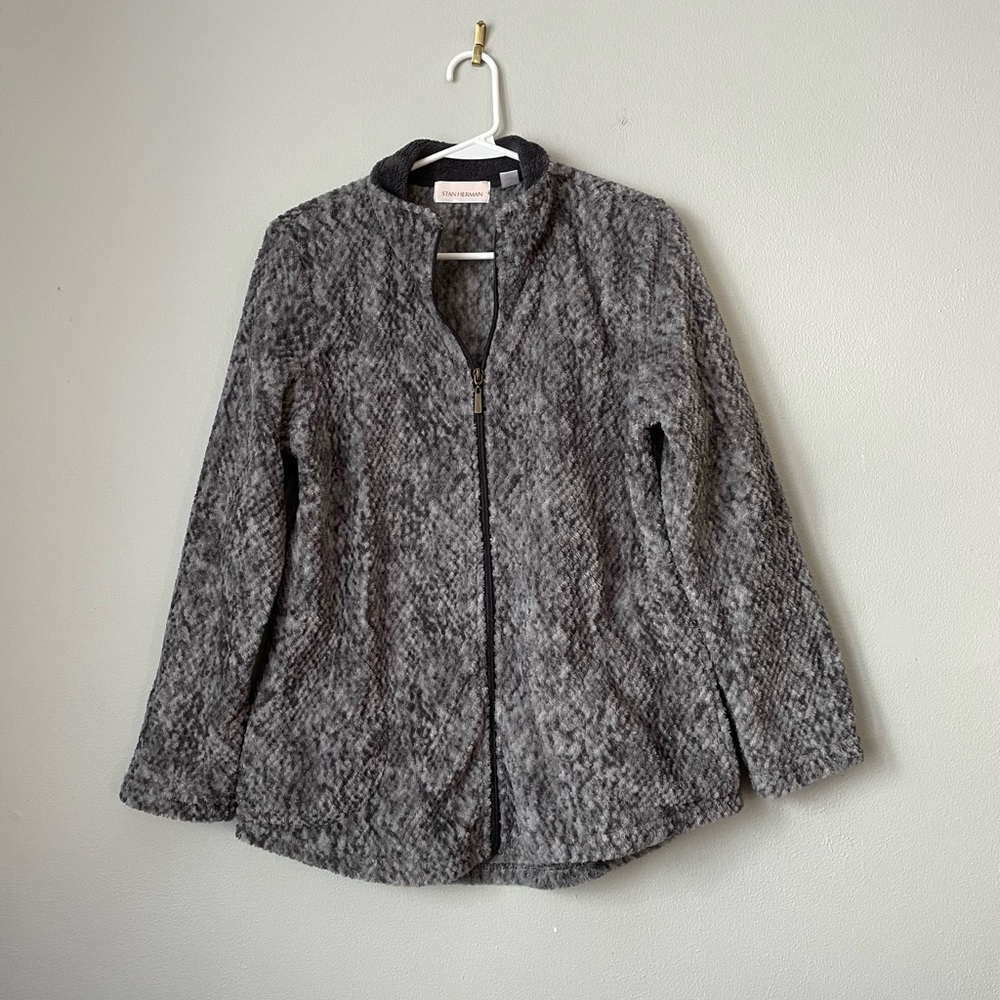 Stan Herman Women’s Grey Fleece Zip up Sweater M - Picture 1 of 4